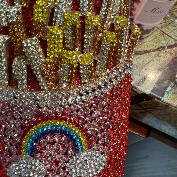 “Box of French Fries” 🍟 heavy crystal minaudiere clutch, red box with rainbow - Picture 8 of 16